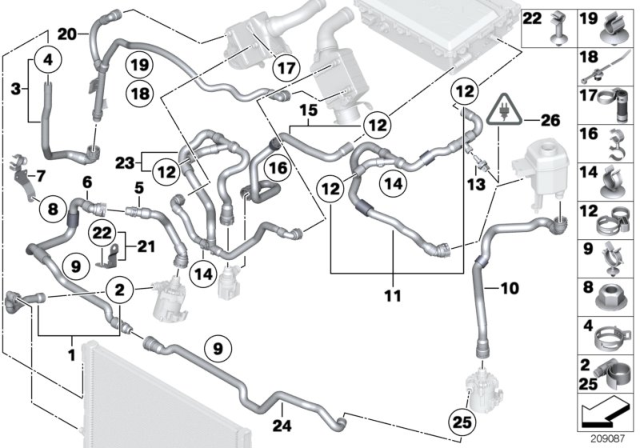 2011 BMW X6 Coolant Hose Diagram for 17127576380