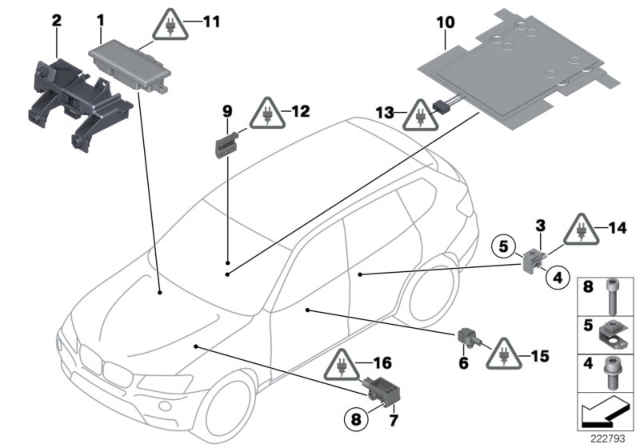 2011 BMW X3 Electric Parts, Airbag Diagram