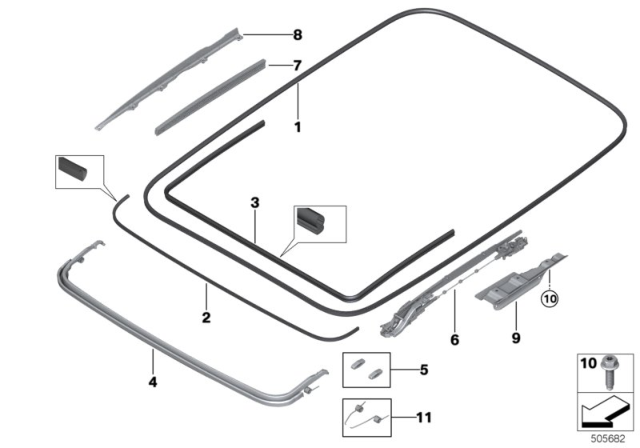 2020 BMW 745e xDrive Panorama Glass Roof Diagram 3