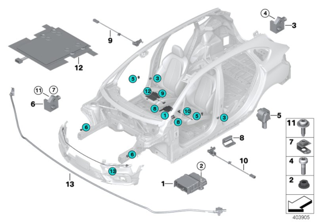 2019 BMW X1 Electric Parts, Airbag Diagram