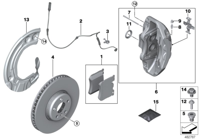 2020 BMW X1 Front Wheel Brake, Brake Pad Sensor Diagram 2