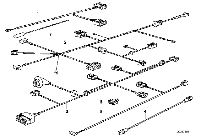 1993 BMW 850Ci Wiring Set Brake Lining Wear Front Left Diagram for 61128354349