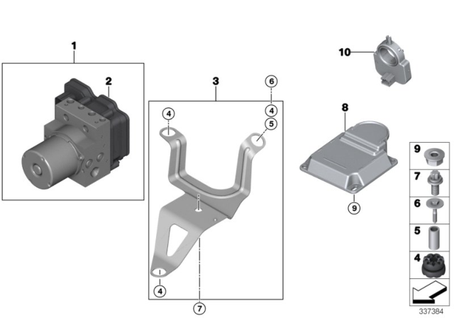 2016 BMW X5 Hydro Unit DXC / Fastening / Sensors Diagram