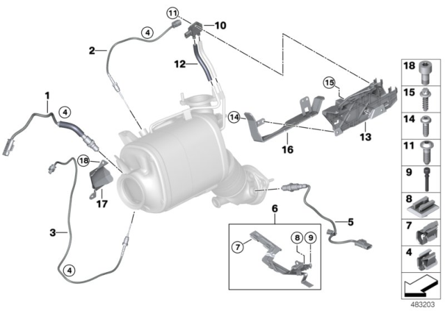 2018 BMW 540d xDrive Exhaust Temperature Sensor Diagram for 13628595097