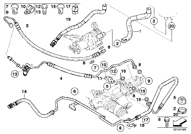 2009 BMW 535i Hydro Steering - Oil Pipes Diagram