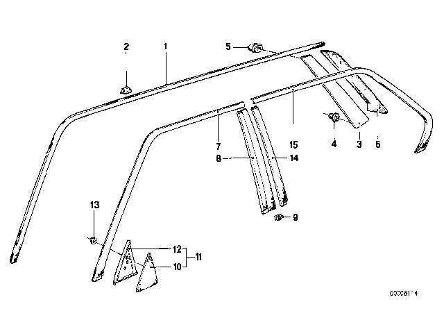 1983 BMW 528e Exterior Trim / Grille Diagram