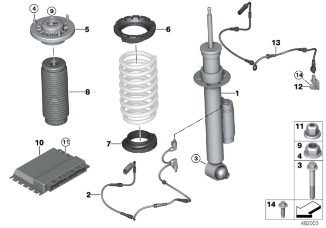 2020 BMW 540i Spring Strut Rear Var.Damper Control / Control Unit Diagram