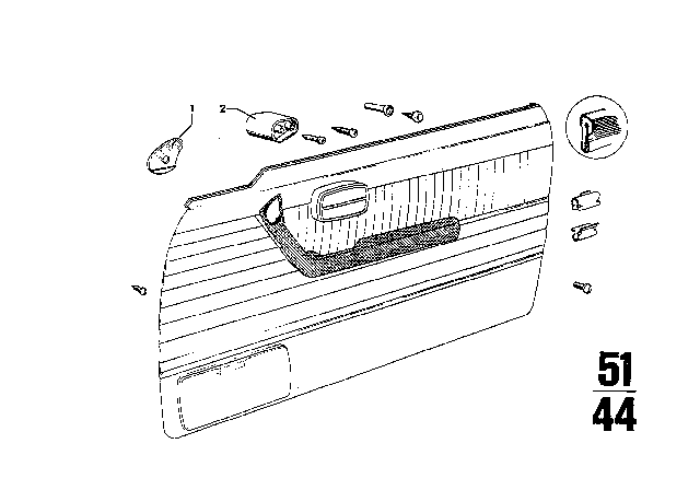 1969 BMW 2800CS Armrest - Single Parts Diagram 2