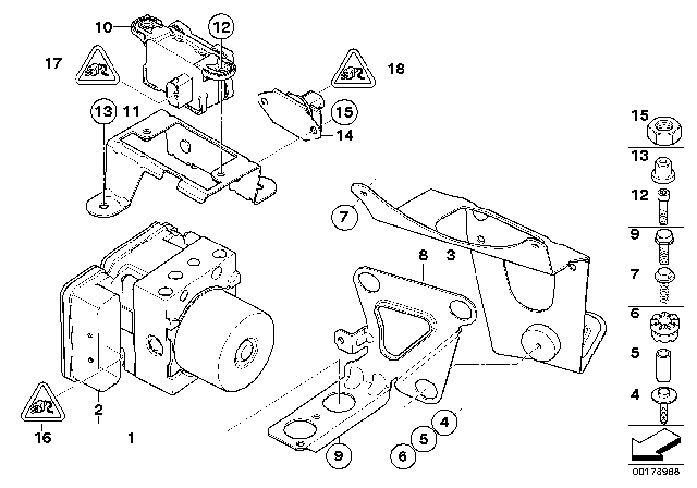 2009 BMW M6 Hydro Unit DSC / Fastening / Sensors Diagram