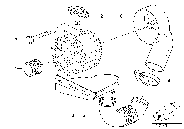 2001 BMW 740iL Alternator, Individual Parts Diagram