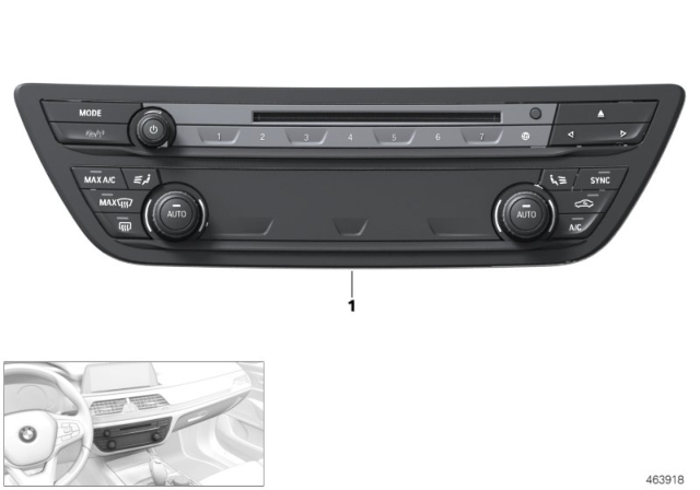 2020 BMW 745e xDrive Radio And A/C Control Panel Diagram 1