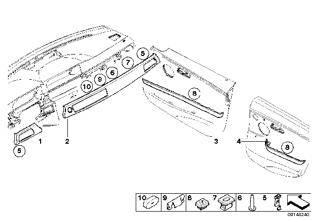 2011 BMW 328i Interior Trim Finishers Diagram