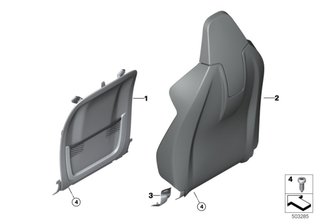 2020 BMW X3 M Set, Front, Backrest Trims Diagram