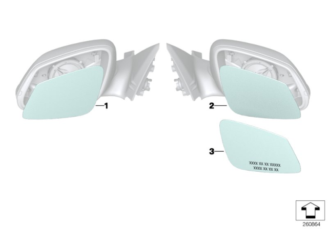 2014 BMW 328i xDrive Mirror Glass Diagram 1