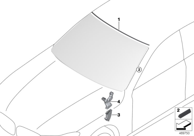2016 BMW 750i xDrive Glazing, Mounting Parts Diagram