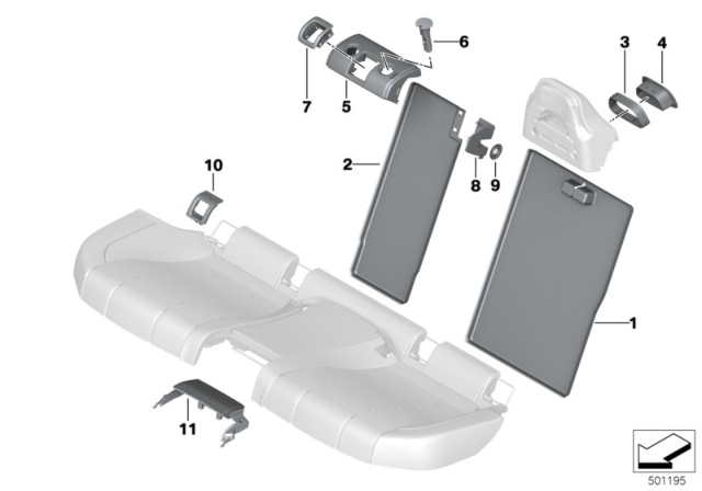 2020 BMW 840i xDrive Gran Coupe Seat, Rear, Seat Trims Diagram