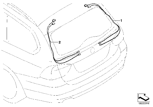 2009 BMW 535i xDrive Repair Cable Set, Hinge, Rear Lid Diagram