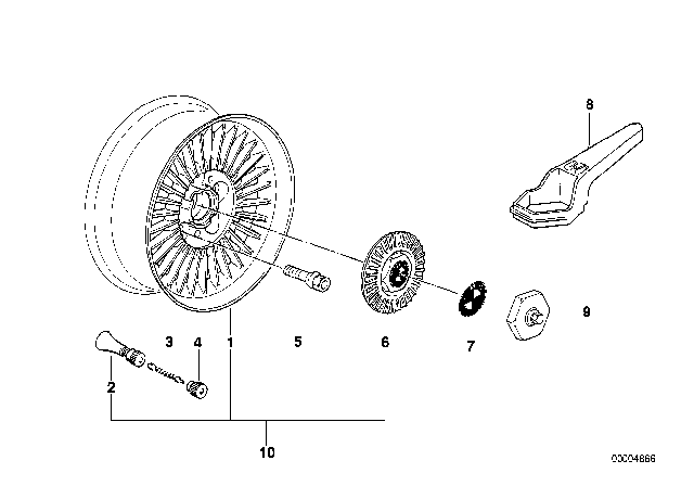 1994 BMW 525i Multi-Spoke Styling Diagram