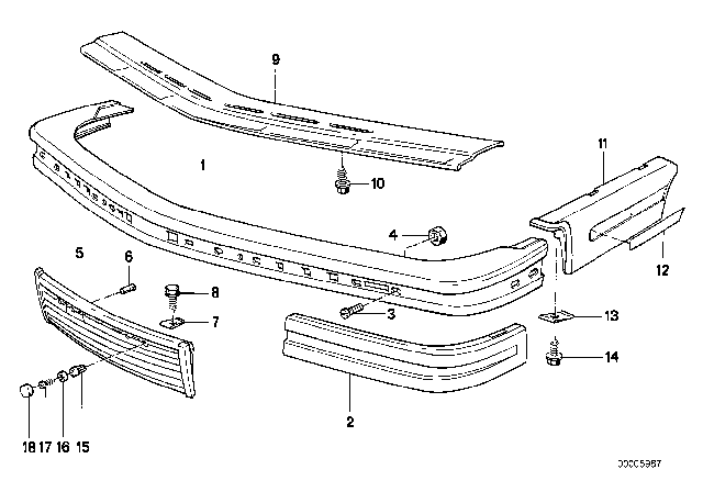 1985 BMW 635CSi Rubber Strip, Bumper Front Right Diagram for 51111967374