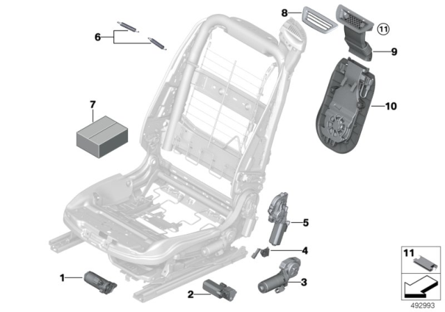 2015 BMW 435i Seat, Front, Electrical System & Drives Diagram