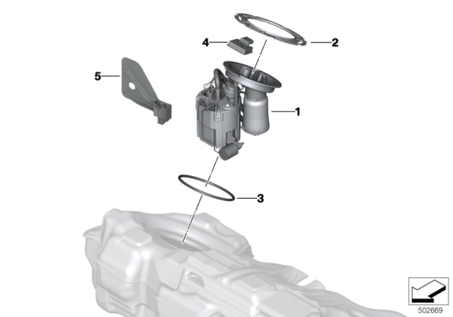 2019 BMW 330i xDrive Fuel Pump And Fuel Level Sensor Diagram