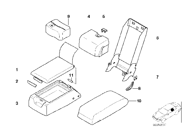 1998 BMW 740i Rear Seat Centre Armrest Diagram 1