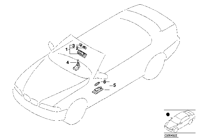 2000 BMW 323Ci Various Lamps Diagram 1