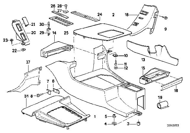 1994 BMW 525i Depositing Box Bottom Panel Diagram for 51161969137