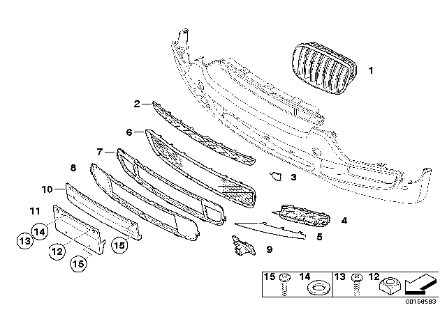 2007 BMW X5 Mounted Parts, Bumper Diagram