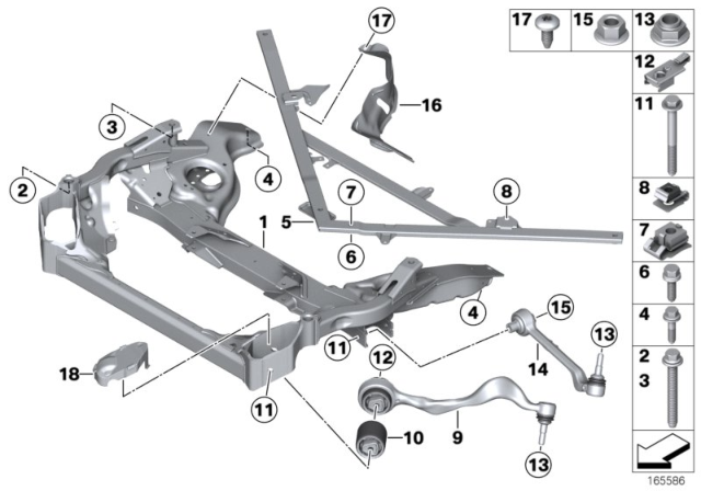 2009 BMW 335i Front Axle Support, Wishbone / Tension Strut Diagram