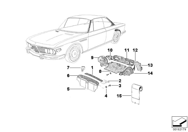 1972 BMW 3.0CS Trunk Trim Panel Diagram