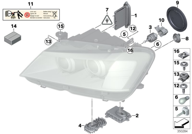 2011 BMW X3 Driver Module, Headlights Diagram for 63117297431