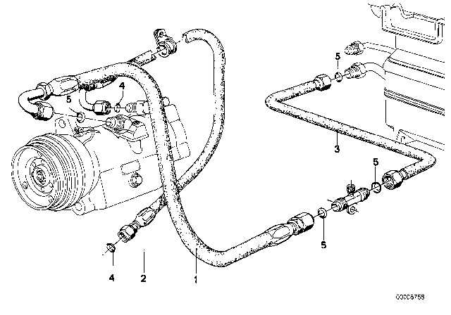 1980 BMW 320i Suction Pipe / Pressure Hose Assy Diagram