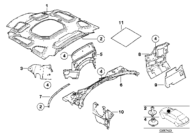 2002 BMW Z8 Holder, Sound Insulation, Left Diagram for 51487013091