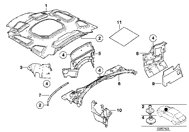 2002 BMW Z8 Sound Insulating Engine Hood Diagram for 51488234456