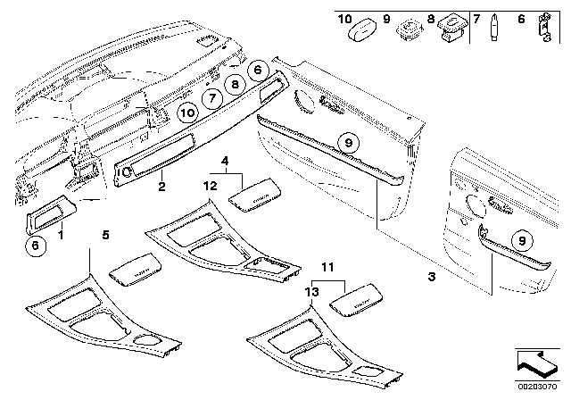 2007 BMW 328xi Retrofit, Fine Wood Trim Diagram