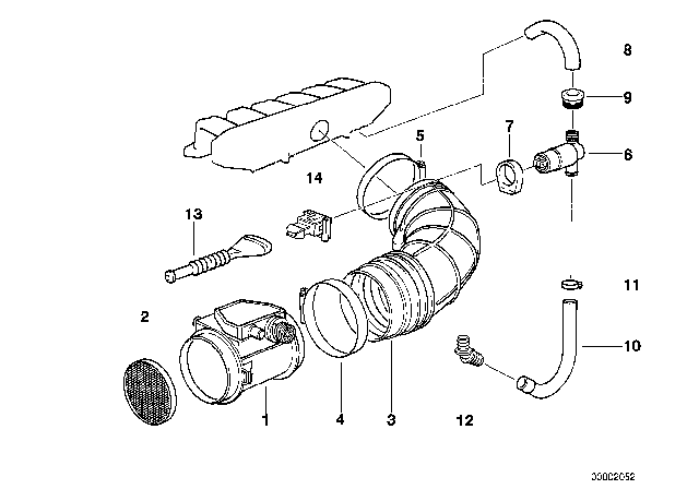 1992 BMW 325i Hose Diagram for 13411738186