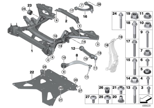 2016 BMW i8 Front Axle Support, Wishbone / Tension Strut Diagram