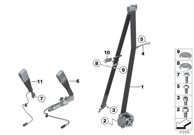 2014 BMW X3 Safety Belt Front Diagram