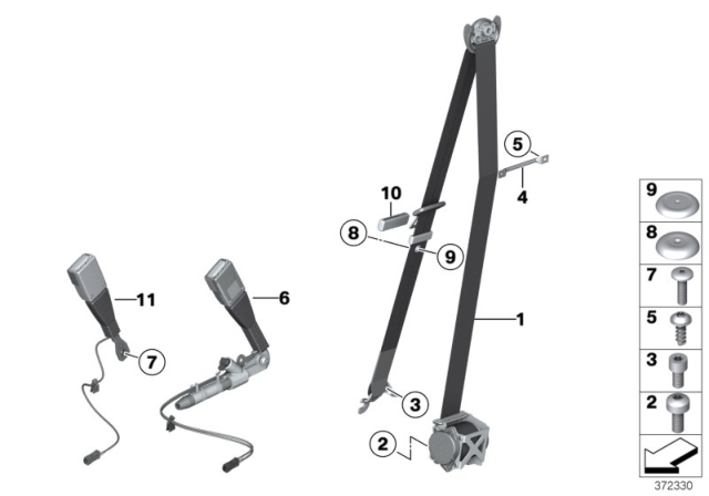 2017 BMW X4 Safety Belt Front Diagram