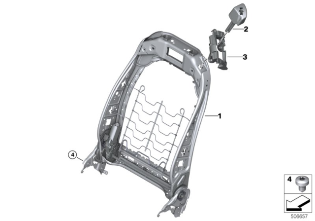 2020 BMW M340i Seat, Front, Backrest Frame Diagram