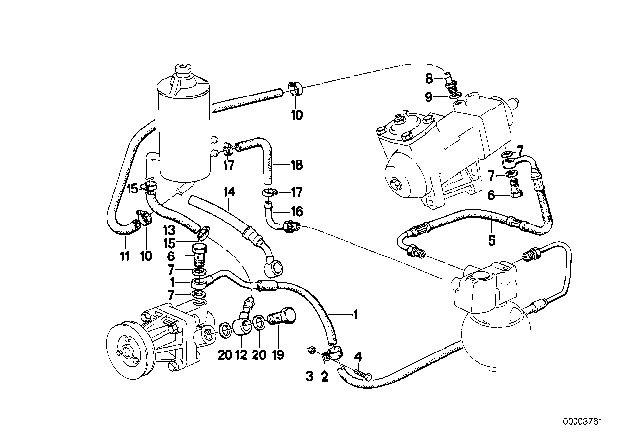 1988 BMW M6 Pressure Hose Assembly Diagram for 32412225104