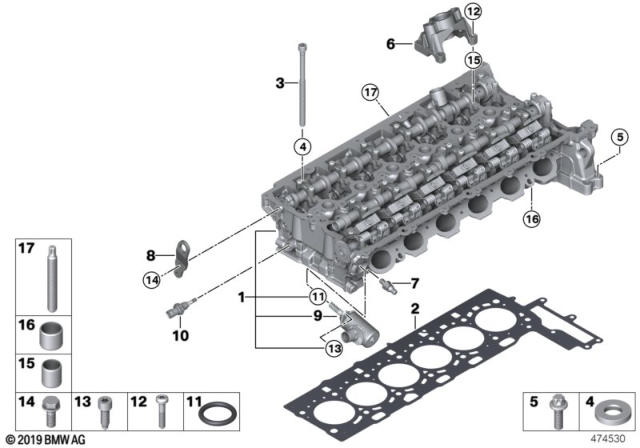 2019 BMW 440i Cylinder Head / Mounting Parts Diagram