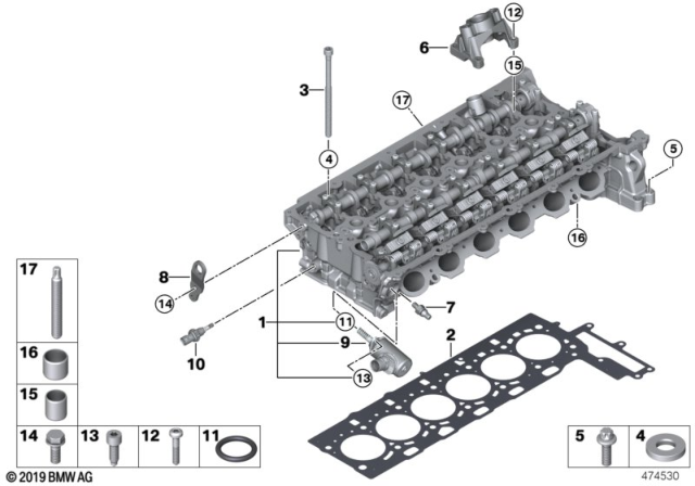 2017 BMW 440i Cylinder Head / Mounting Parts Diagram