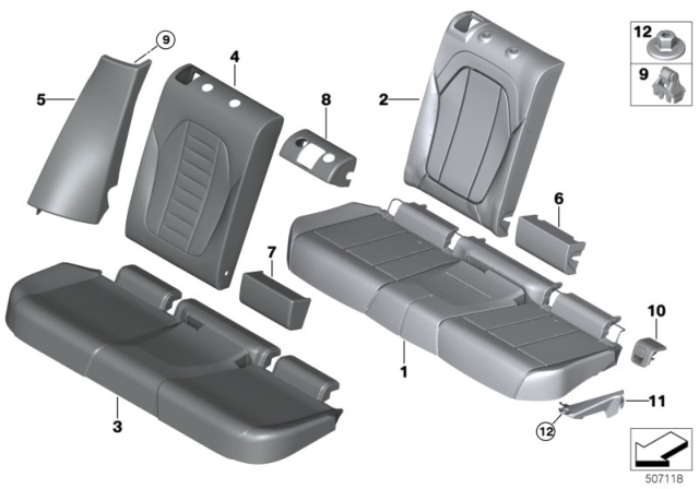 2019 BMW X4 Cover Backrest, Leather, Right Diagram for 52207472914