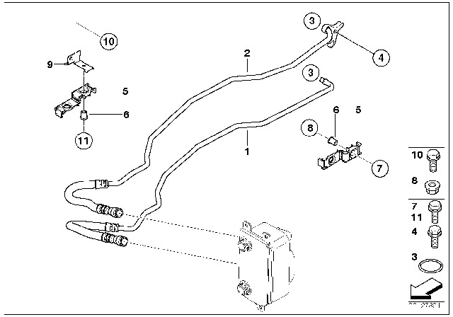 2007 BMW 530i Oil Cooling Pipe Inlet Diagram for 17227573106