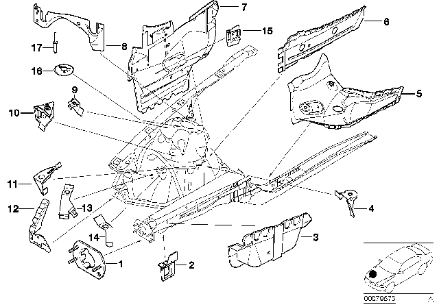 2005 BMW M3 Supporting Strut, Front Wall Right Diagram for 41118230526