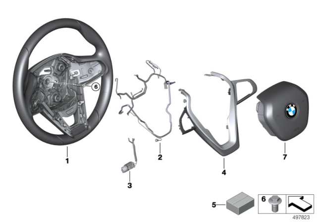 2020 BMW 228i xDrive Gran Coupe Airbag Sports Steering Wheel Diagram