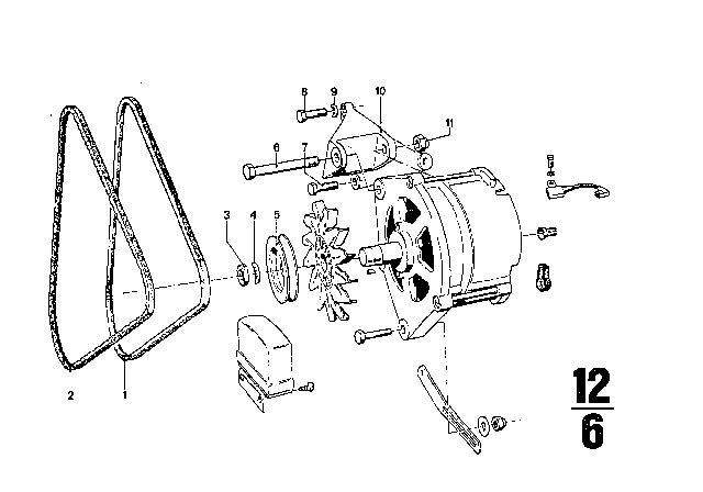 1973 BMW 3.0S Alternator Mounting Diagram 1