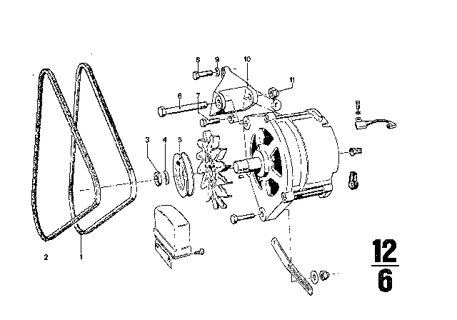 1970 BMW 2500 Alternator Mounting Diagram 1